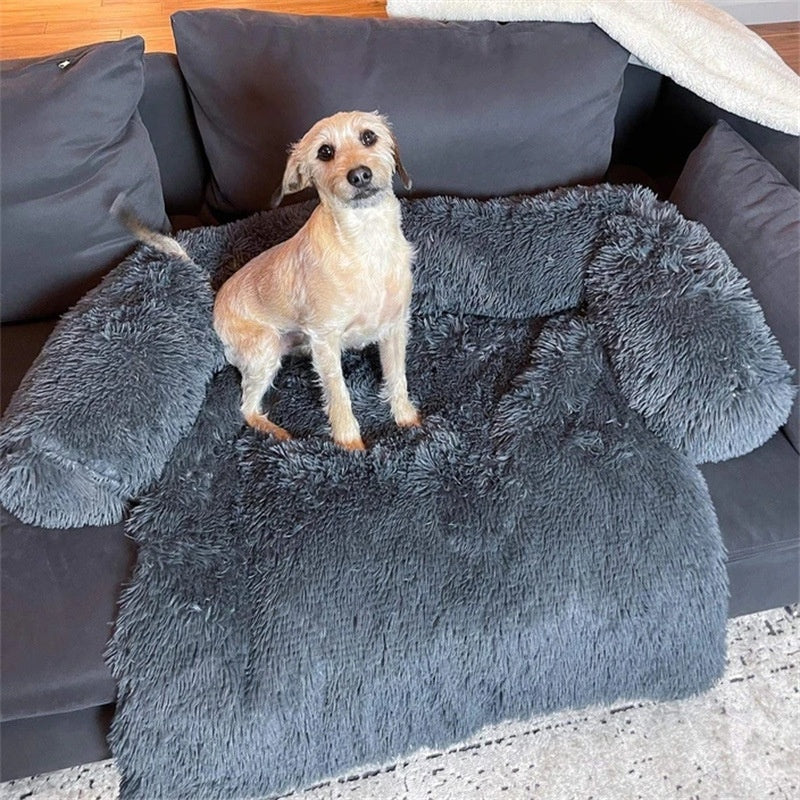 Fluffy Couch Cover Bed (Light Grey / M)